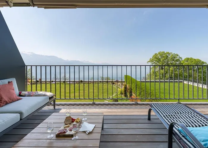 Les Terrasses De Lavaux 1 - De Luxe Avec Vue Panoramique Et Piscine Apartament Puidoux
